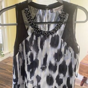 Jennifer Lopez Beaded Black and White Top